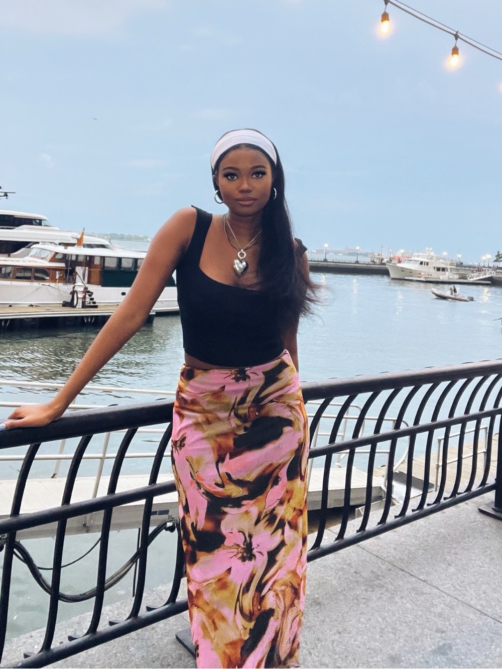 ASOS Pink and Black Floral Maxi Skirt
